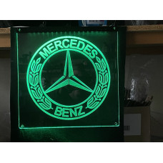 Mercedes plexiglas diodeskilt 30x30cm