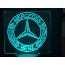 Mercedes plexiglas diodeskilt 15x15cm